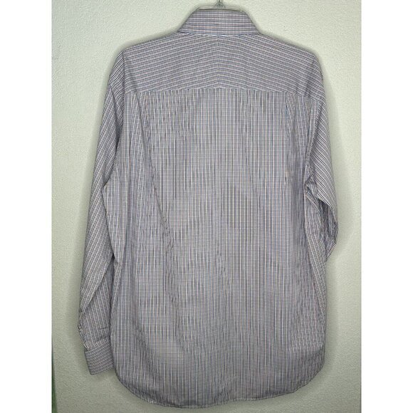 J.McLaughlin Shirt Mens Large Slim Fit Button Up Plaid Blue Orange 100% Cotton - Picture 3 of 13